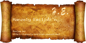 Hanzely Emilián névjegykártya